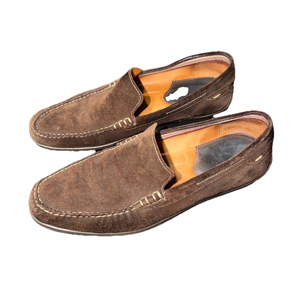 Men's J&M Moccasin Shoes Dark Brown Suede-Made In Brazil-(Size US 11M)